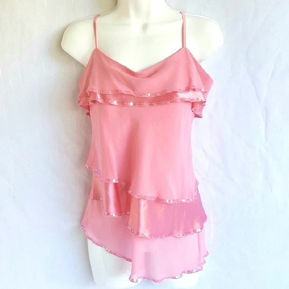 bebe Tops - BEBE pink top, ruffles, size M, great condition